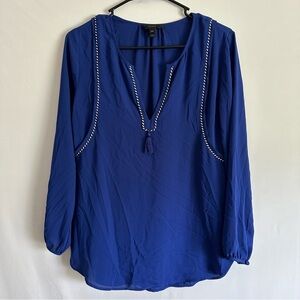 J. Crew tassel trim top bright indigo size 00